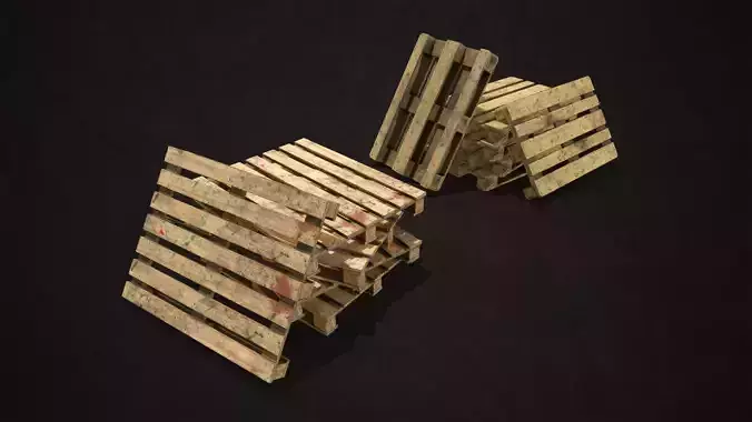 Wooden Pallets Low-poly 3D model