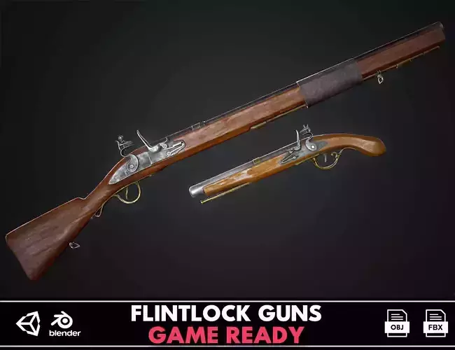 Flintlock pistol and Rifle - Game Ready