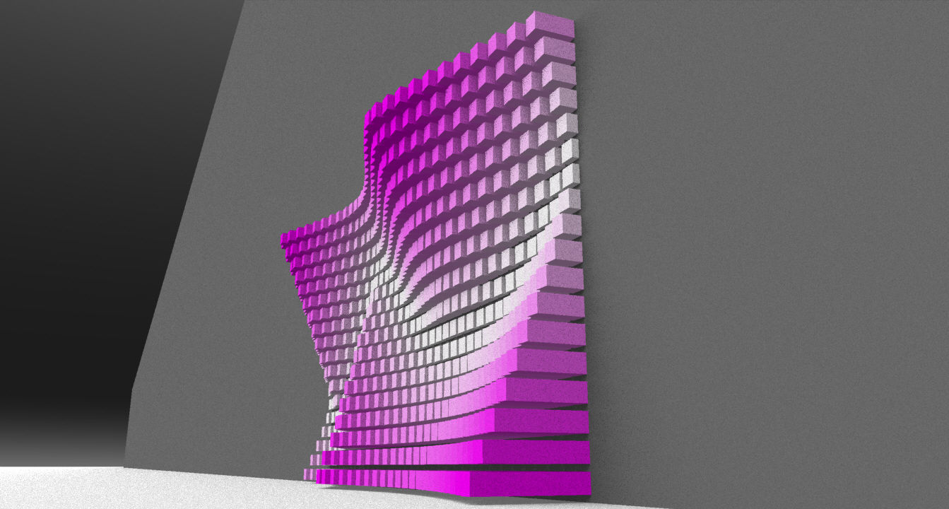 Parametric Magenta and White Colored Wall Decoration  3D model_6
