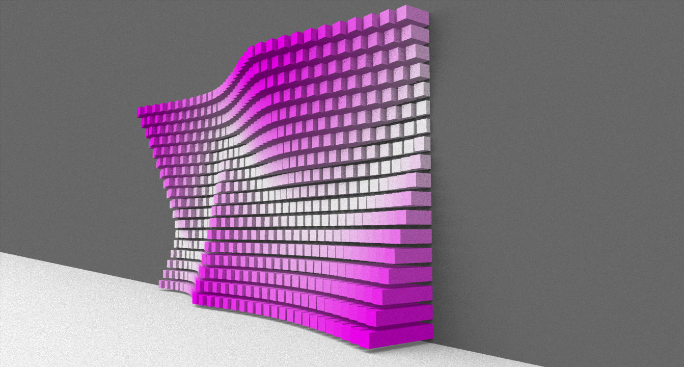 Parametric Magenta and White Colored Wall Decoration  3D model_2