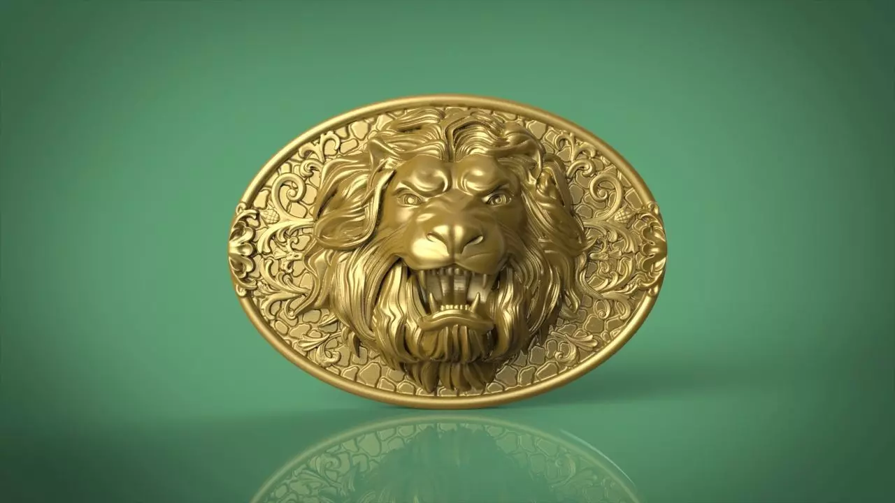 Lion Head Bas Relief 3D print model
