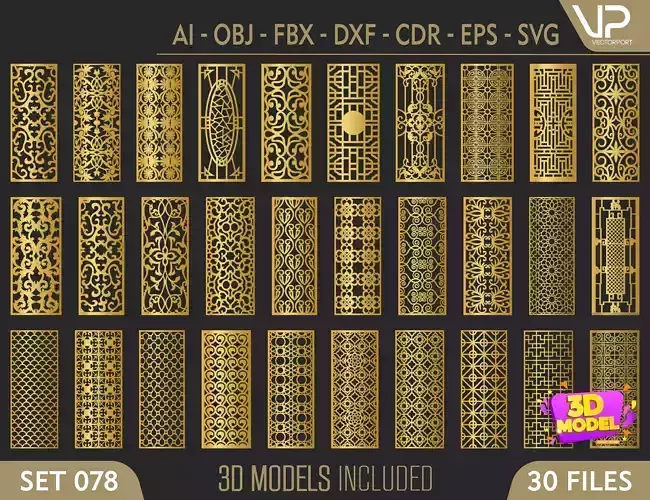 30 3D Decorative wall panels - screen SET 078