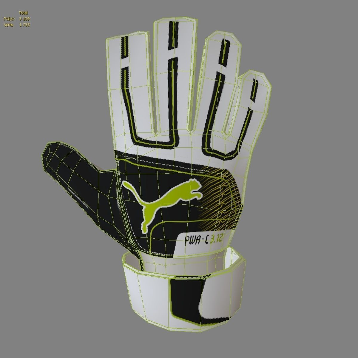 Football goalkeeper gloves  Low-poly 3D model_2