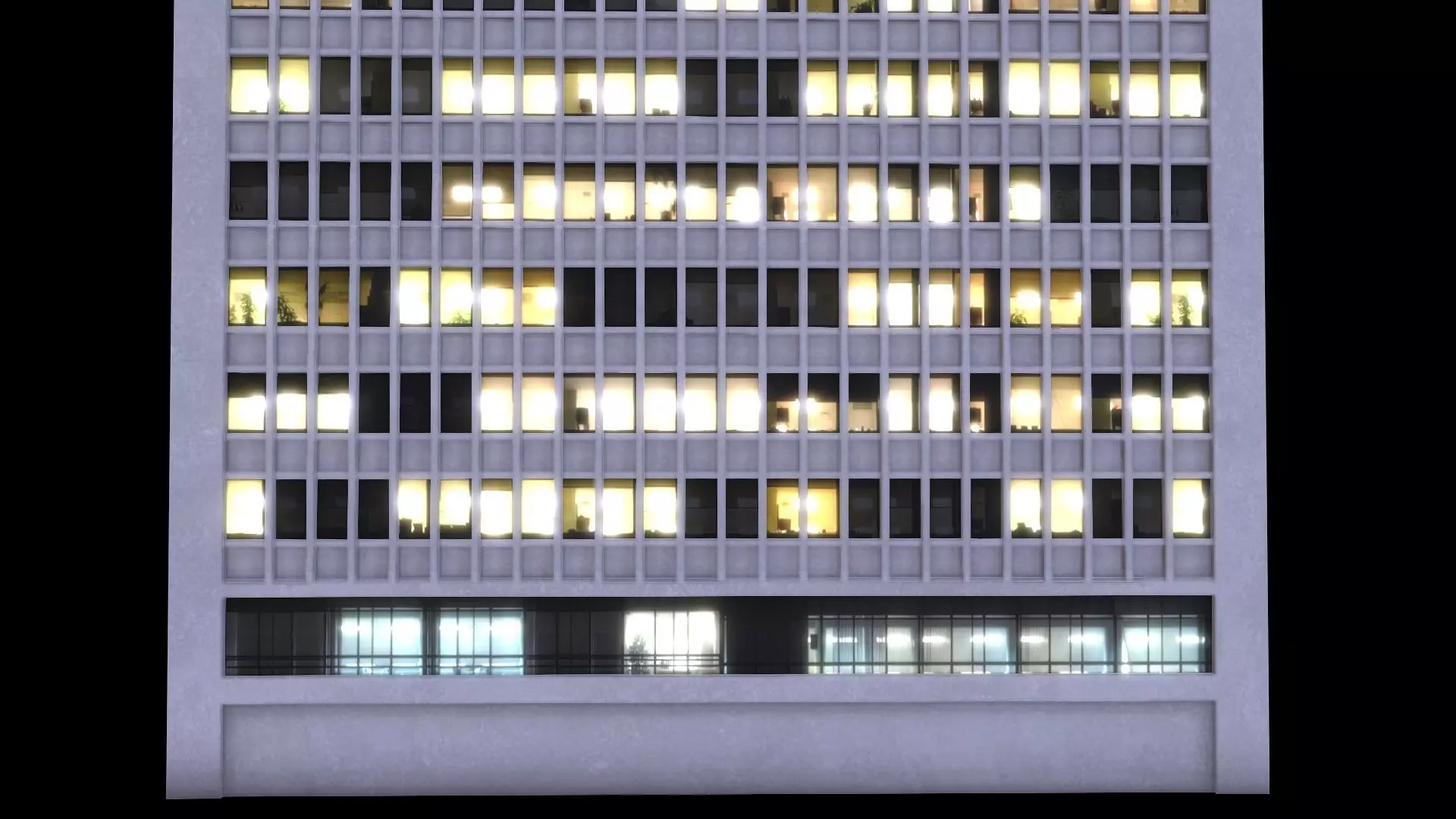 Skyscraper at Night - LowPoly Low-poly 3D model_0