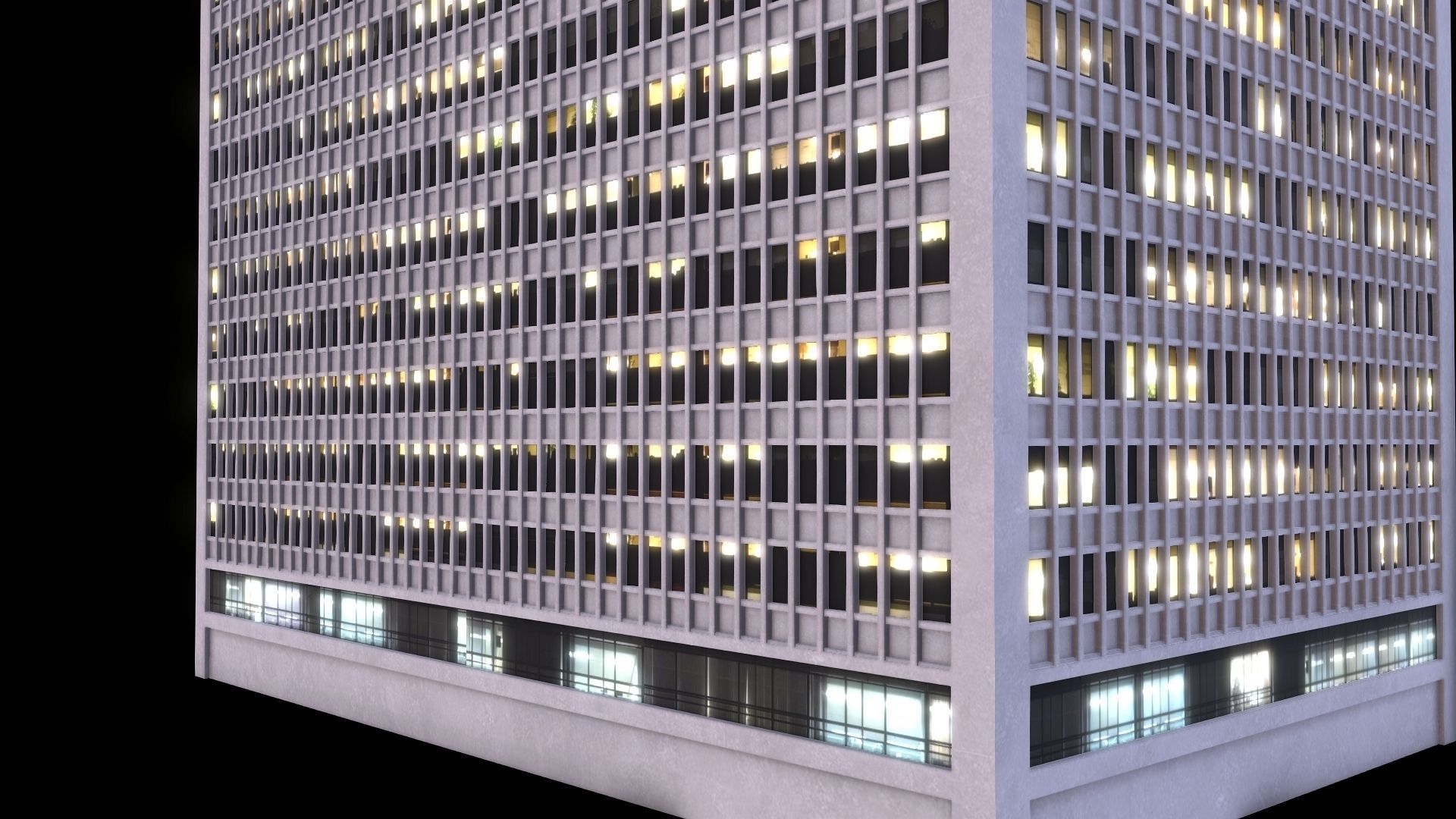 Skyscraper at Night - LowPoly Low-poly 3D model_1