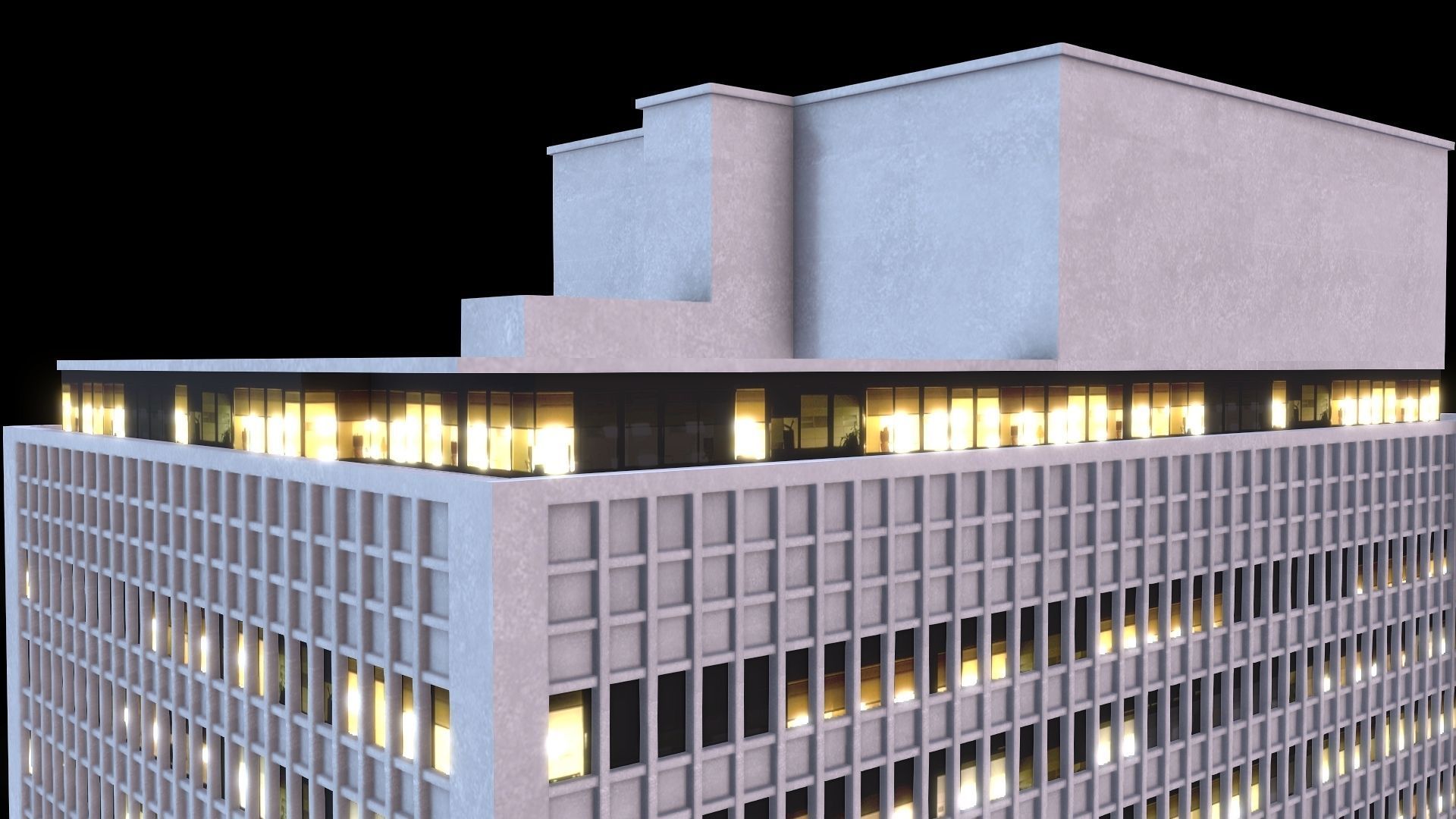 Skyscraper at Night - LowPoly Low-poly 3D model_4