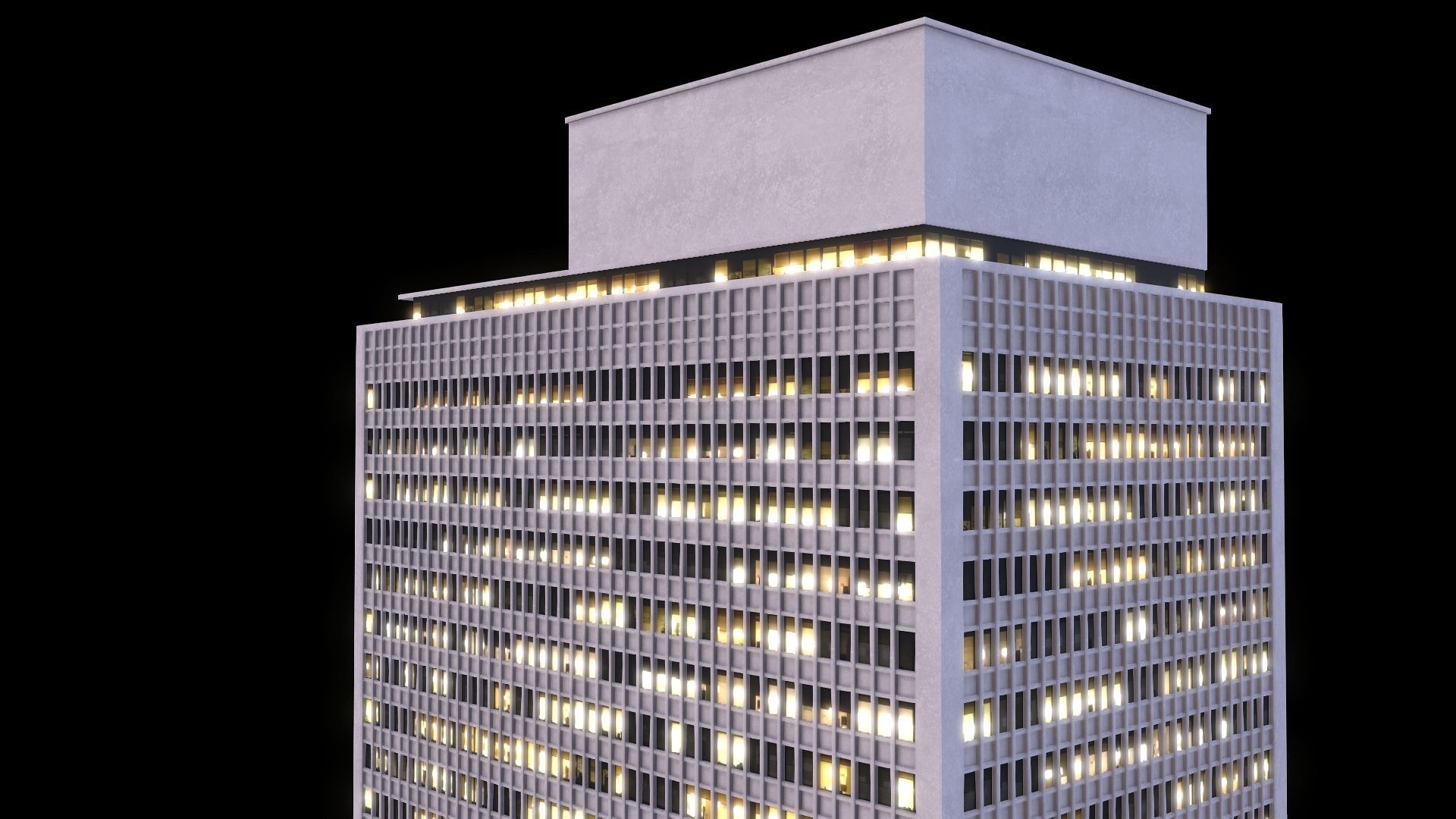 Skyscraper at Night - LowPoly Low-poly 3D model_2