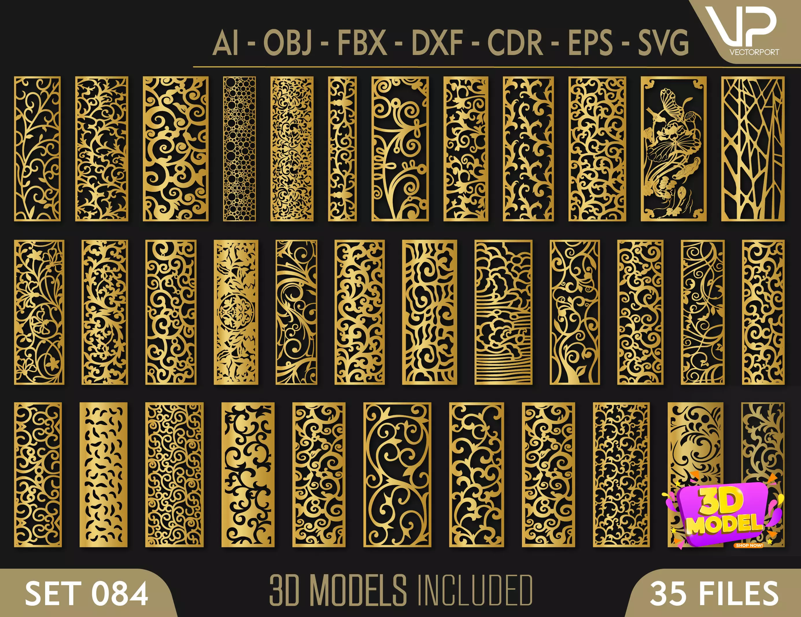 35 3D Decorative wall panels - screen SET 084 3D model_0