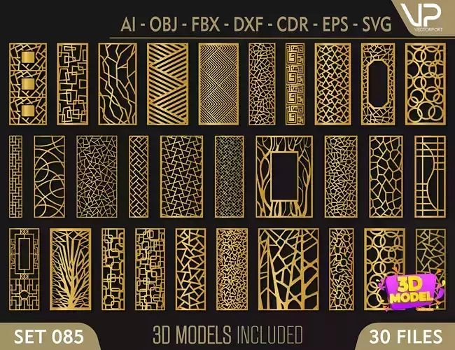 30 3D Decorative wall panels - screen SET 085 3D model