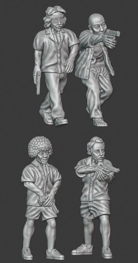 1980s Undercover Agents - 28mm wargaming miniatures 3D print model_0