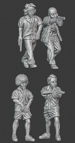 1980s Undercover Agents - 28mm wargaming miniatures 3D print model