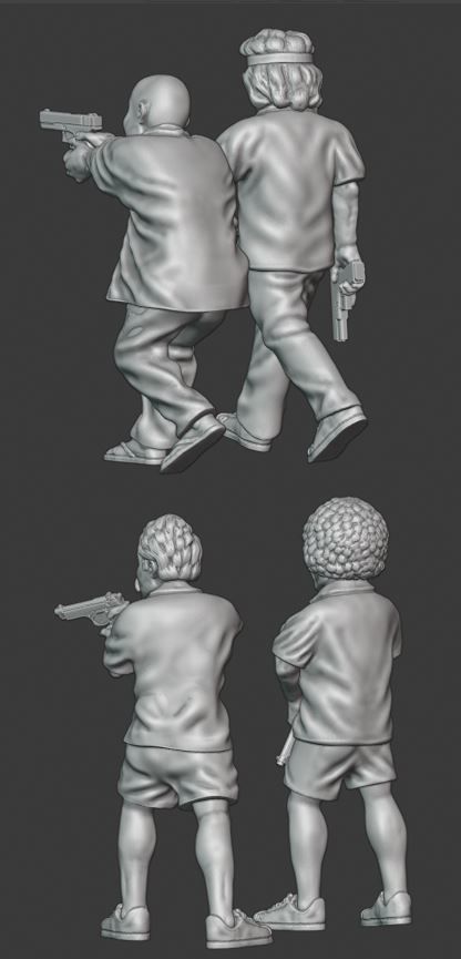 1980s Undercover Agents - 28mm wargaming miniatures 3D print model_1