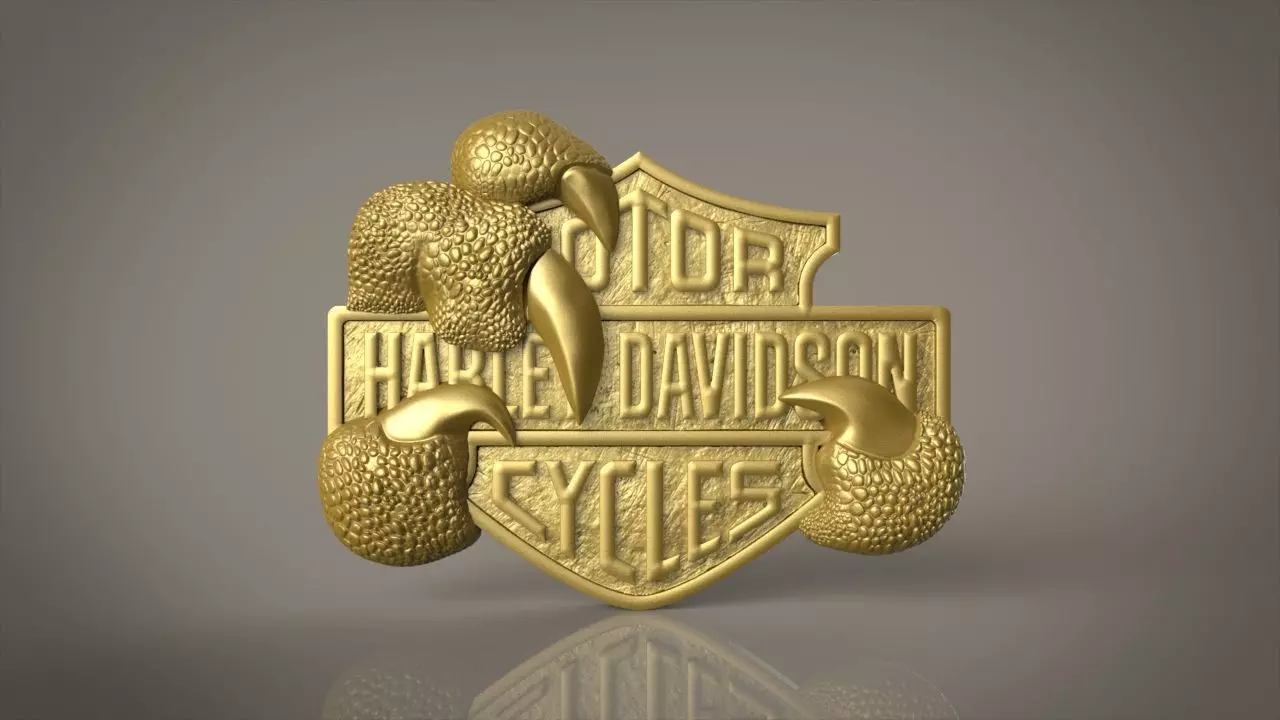 Harley Davidson Logo Relief for CNC-3D Print STL OBJ Ready 3D print model