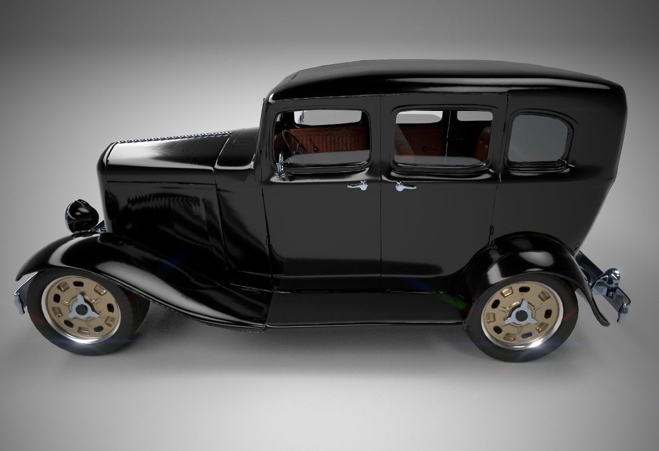Gangster Car 1930s Low-poly 3D model_4