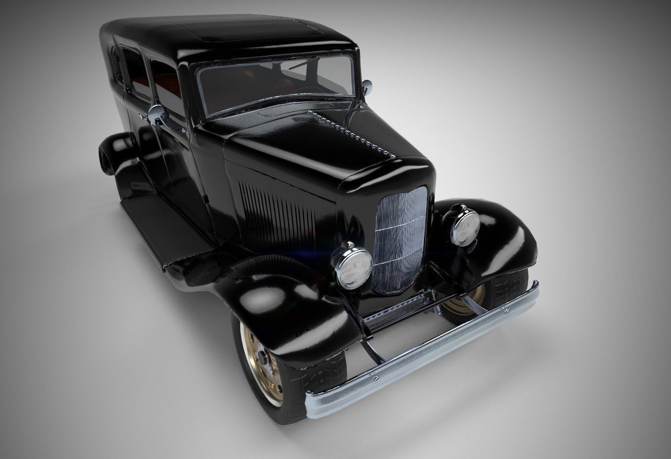 Gangster Car 1930s Low-poly 3D model_2