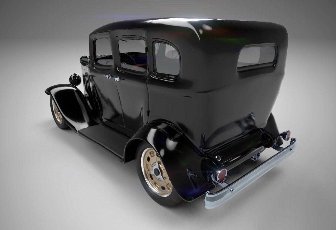 Gangster Car 1930s Low-poly 3D model_9