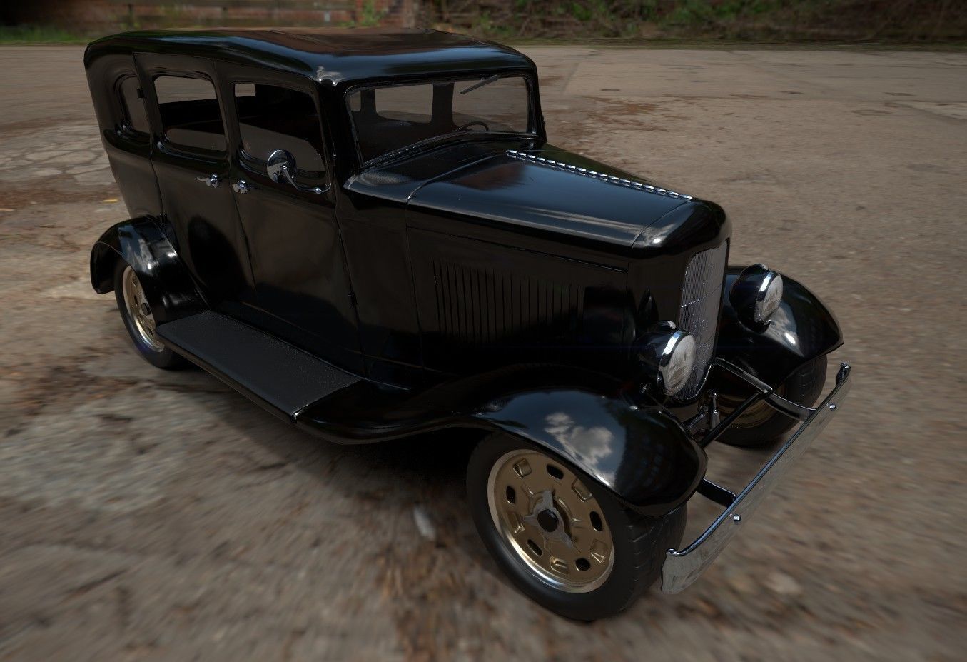 Gangster Car 1930s Low-poly 3D model_13