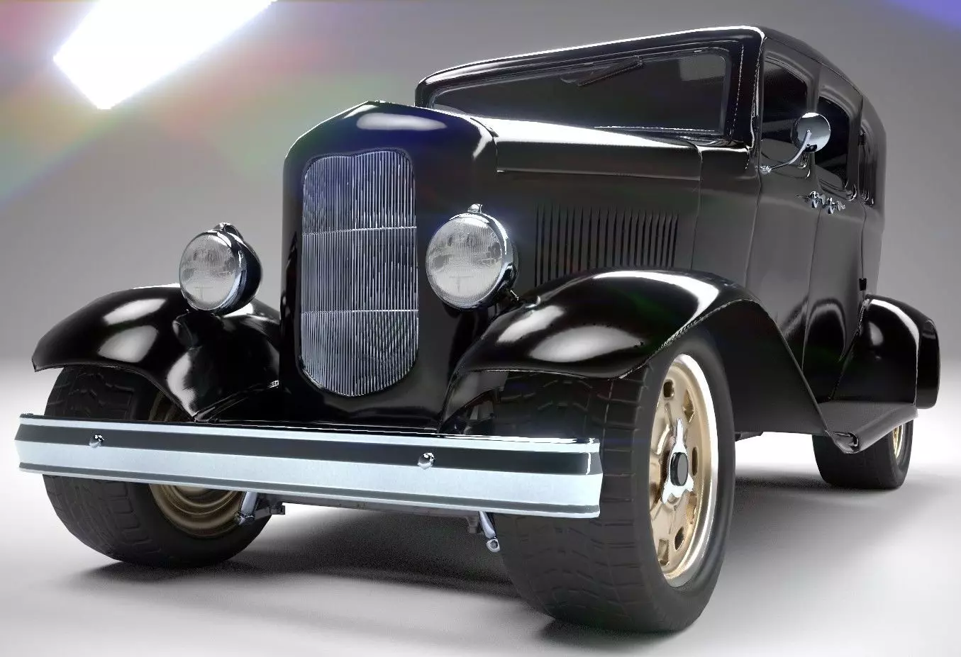 Gangster Car 1930s Low-poly 3D model_0
