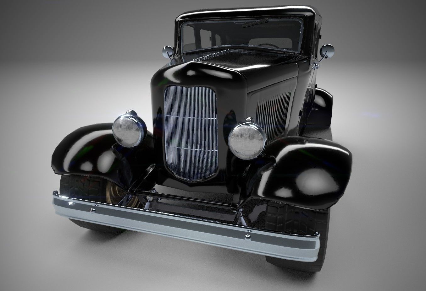 Gangster Car 1930s Low-poly 3D model_7