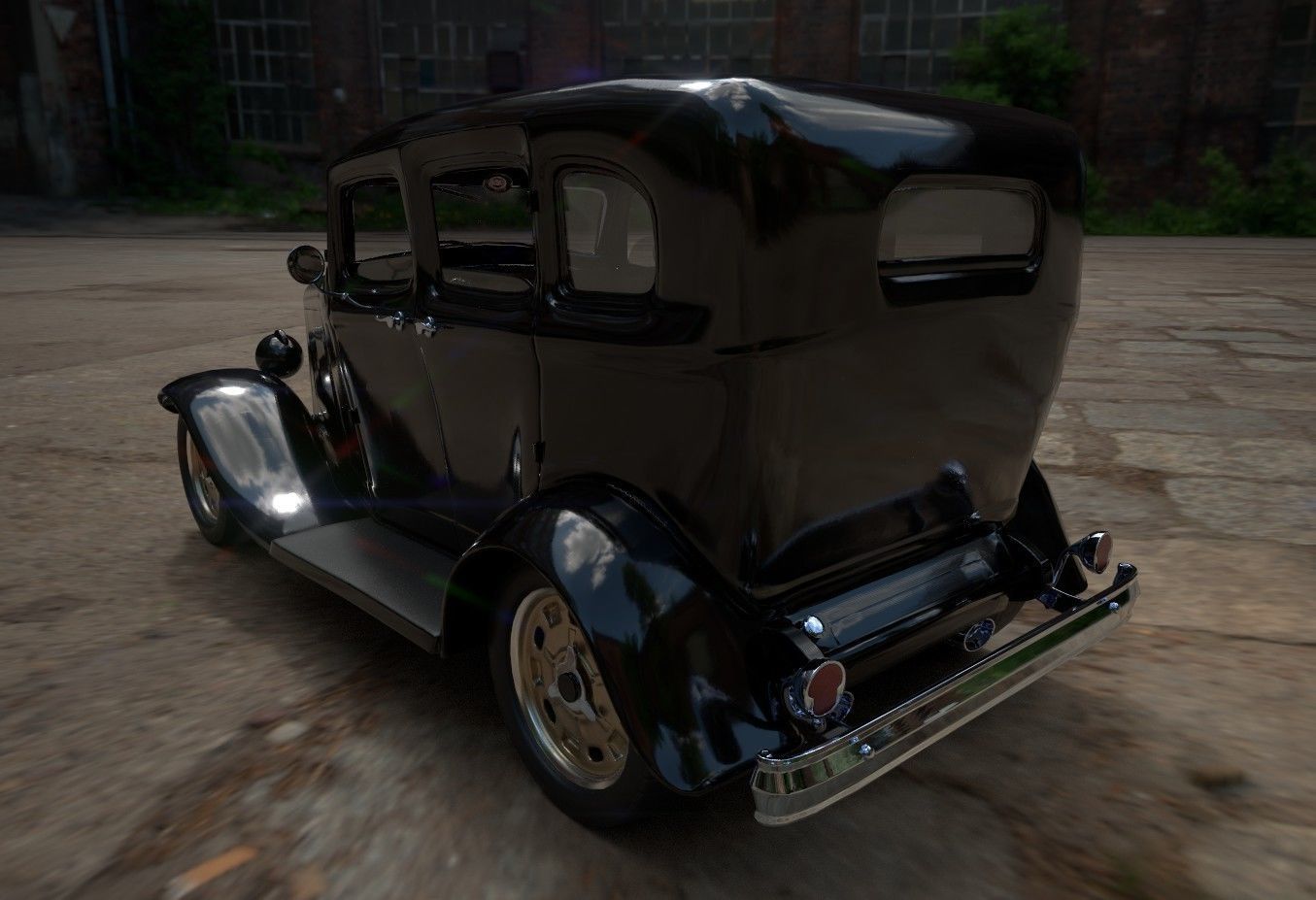 Gangster Car 1930s Low-poly 3D model_19