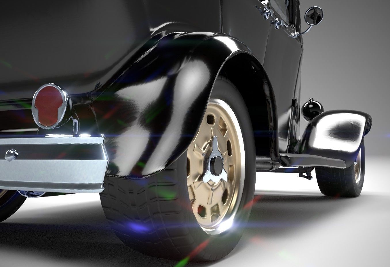 Gangster Car 1930s Low-poly 3D model_3