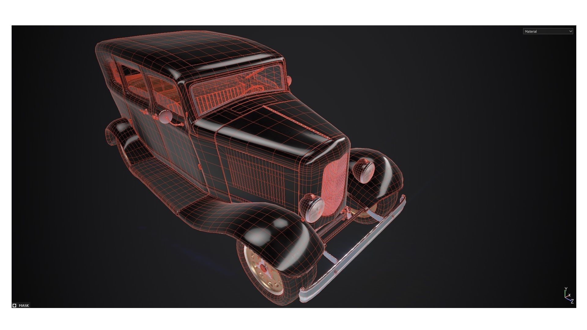 Gangster Car 1930s Low-poly 3D model_16