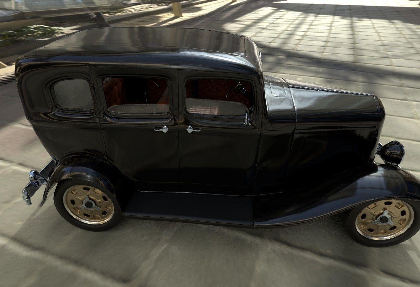 Gangster Car 1930s Low-poly 3D model_15