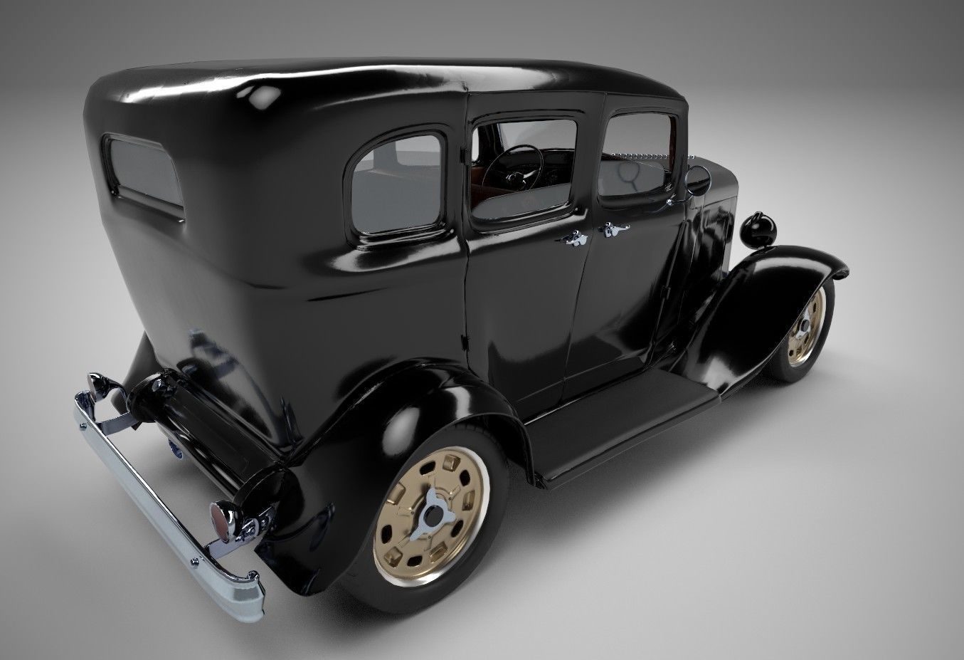 Gangster Car 1930s Low-poly 3D model_1
