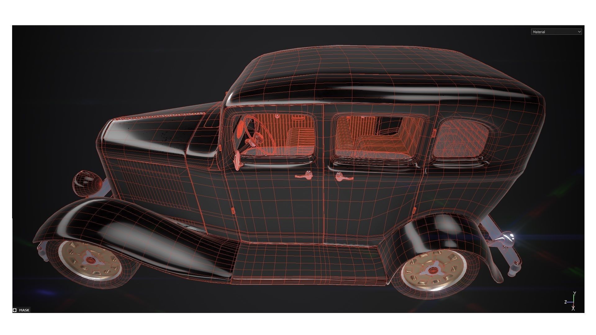 Gangster Car 1930s Low-poly 3D model_14