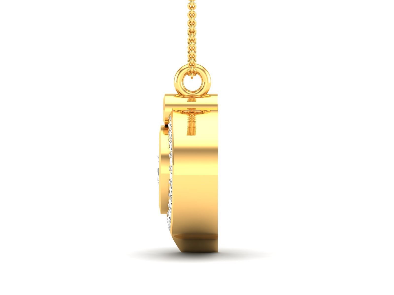 pendant-8736 oval diamond pendant gold 3D print model_6