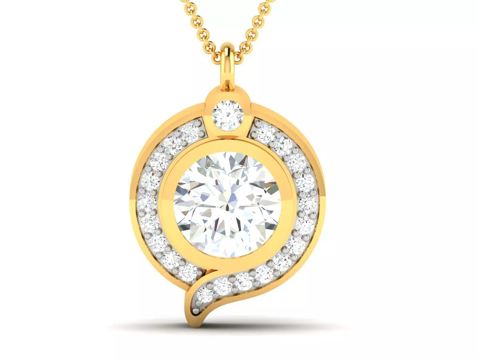 pendant-8736 oval diamond pendant gold 3D print model_0