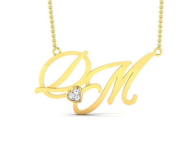pendant-8731 gold necklace with initials dm 3D print model