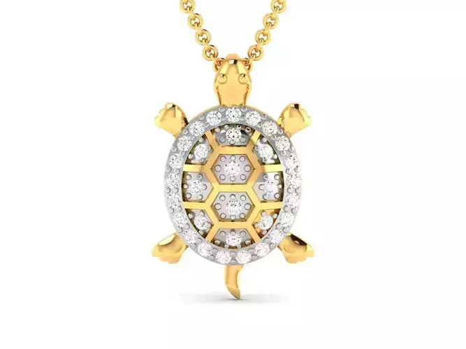 pendant-8708 turtle pendant gold with diamonds