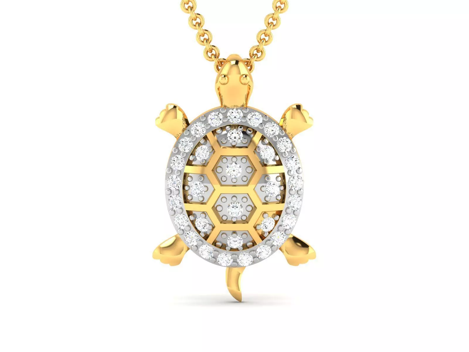 pendant-8708 turtle pendant gold with diamonds 3D print model_0