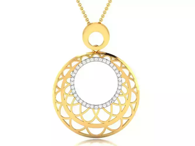 pendant-8676 round pendant with diamonds in gold