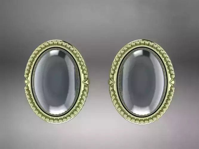  Earrings with oval cabochon  Antique