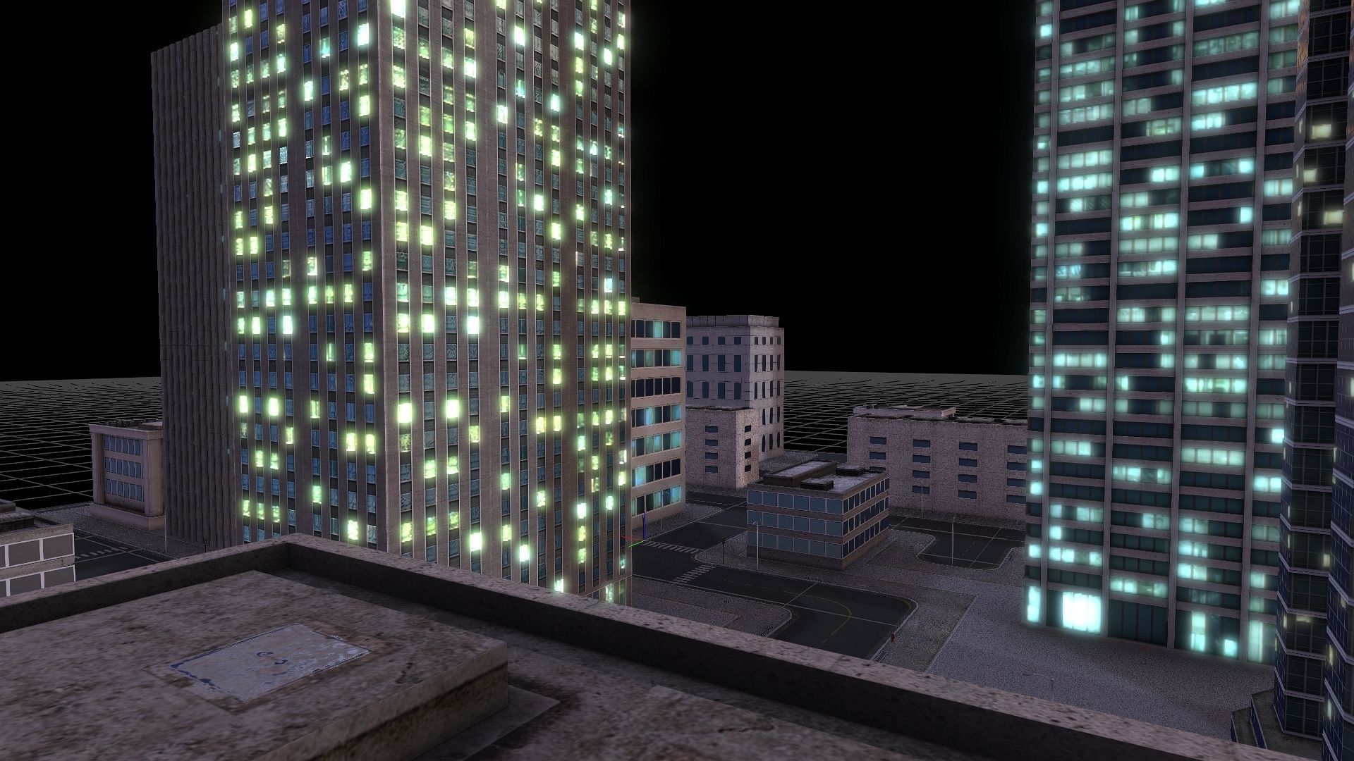 Lowpoly Modular city streets at night  Low-poly 3D model_3