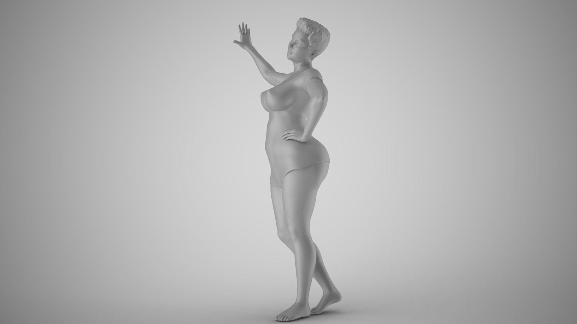 Combative Woman 3D print model_3
