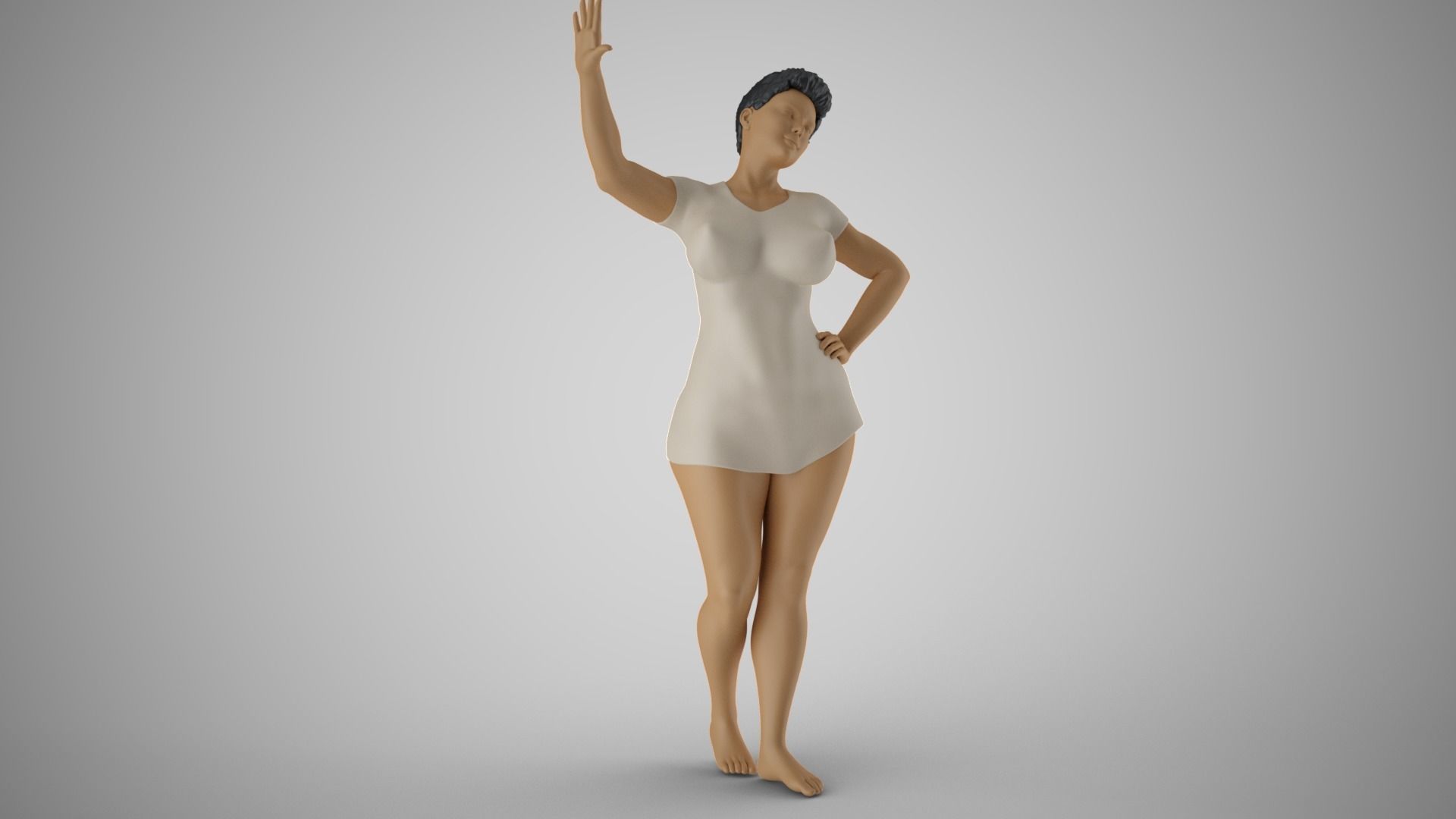 Combative Woman 3D print model_4