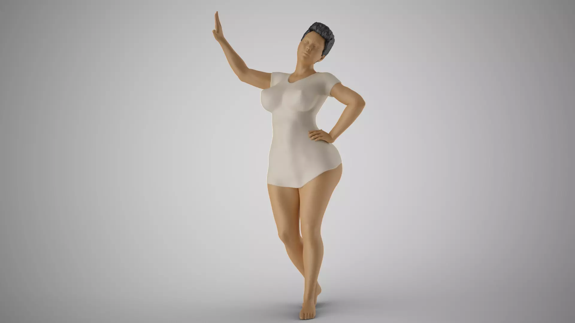 Combative Woman 3D print model_0