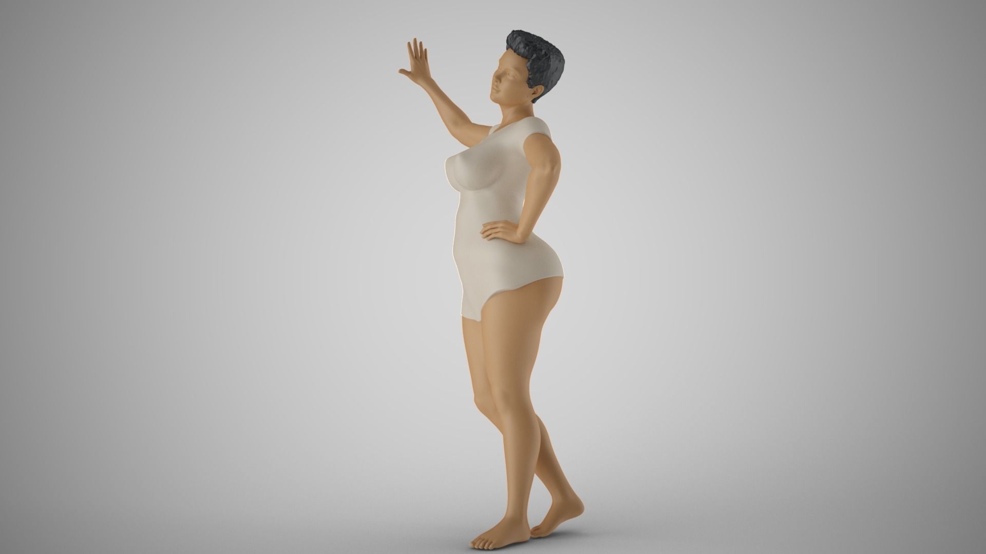 Combative Woman 3D print model_10