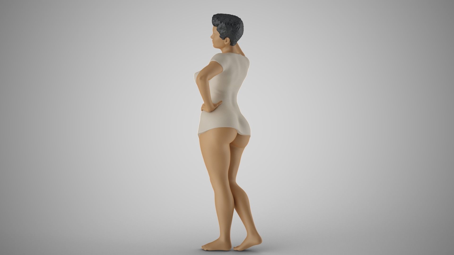 Combative Woman 3D print model_9