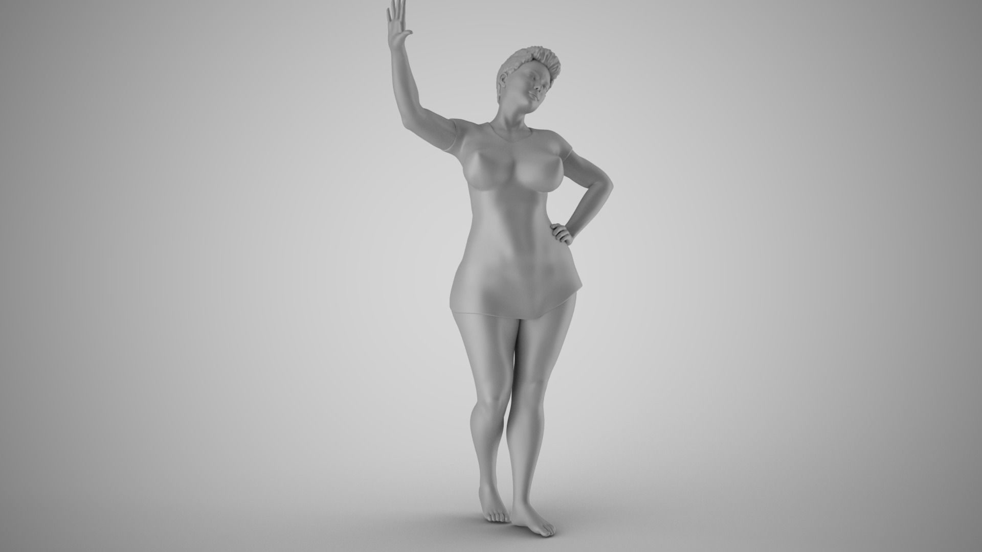 Combative Woman 3D print model_2