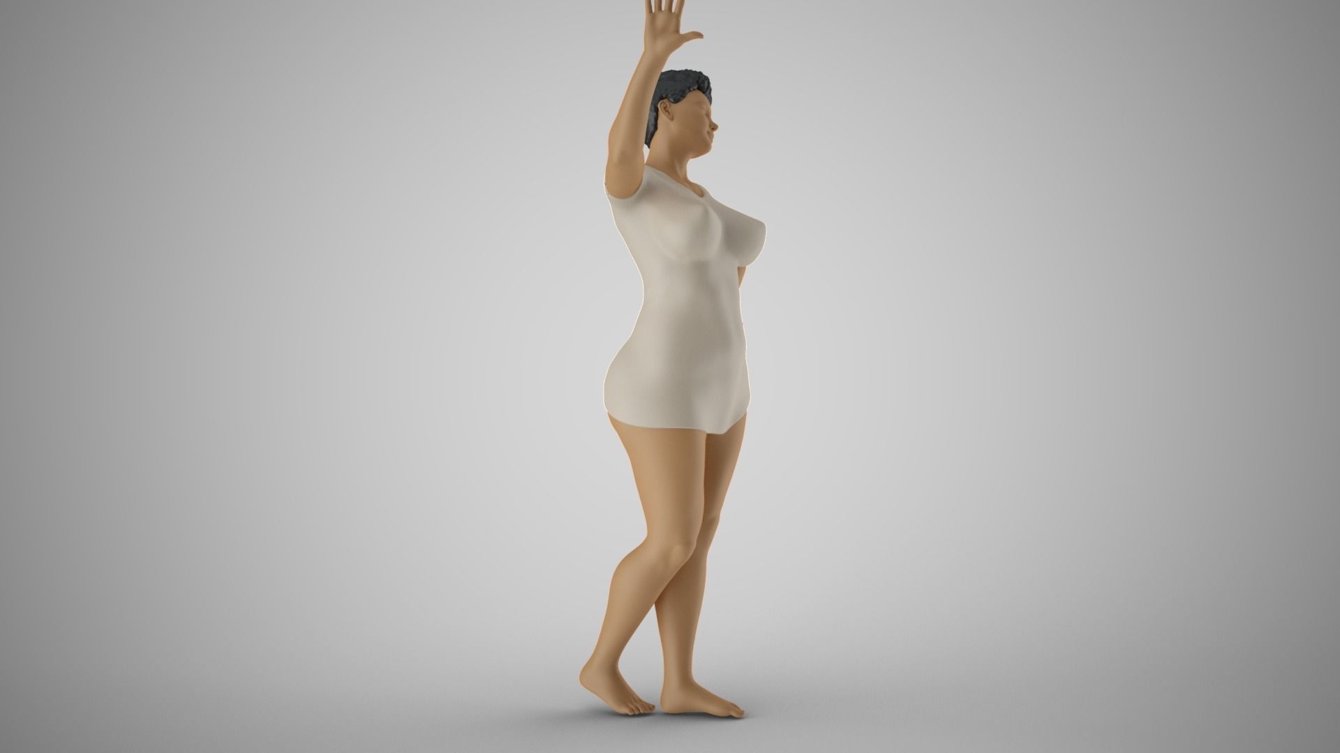 Combative Woman 3D print model_5