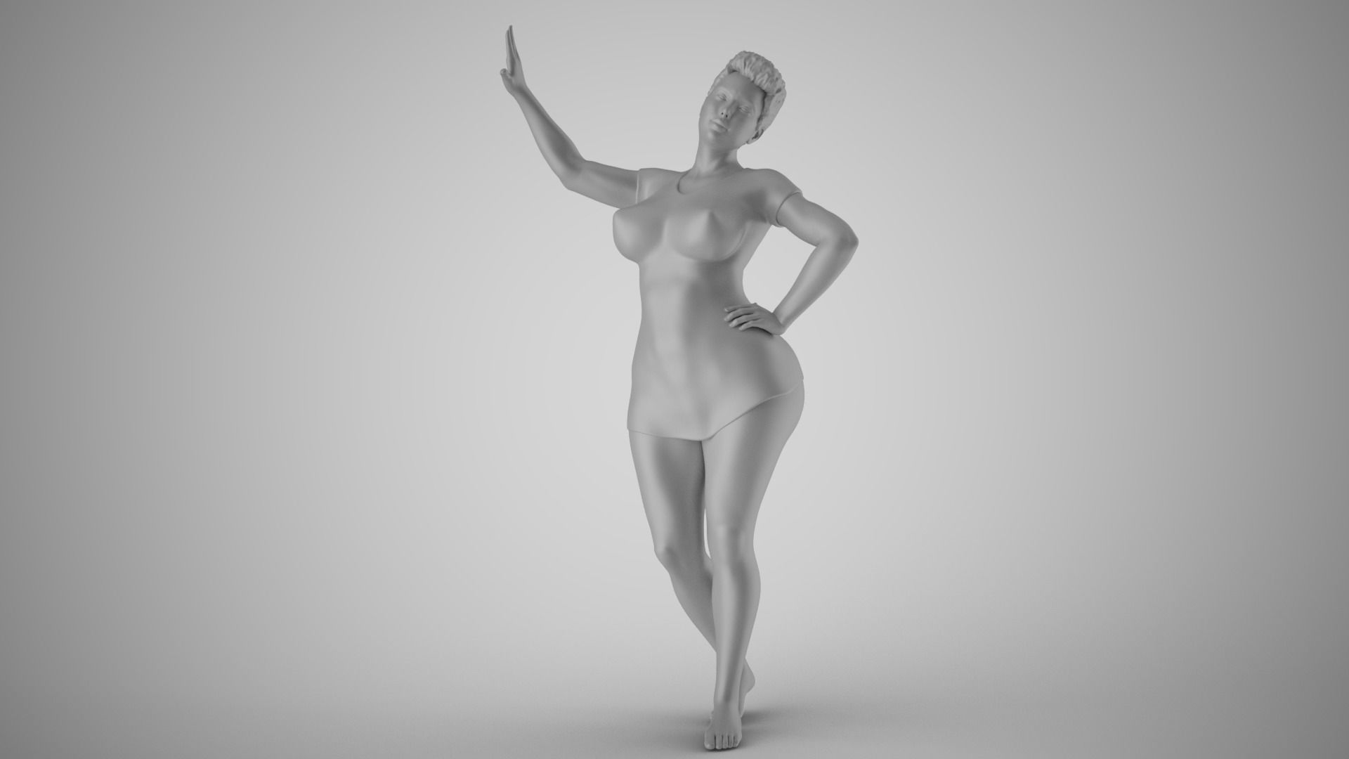 Combative Woman 3D print model_1