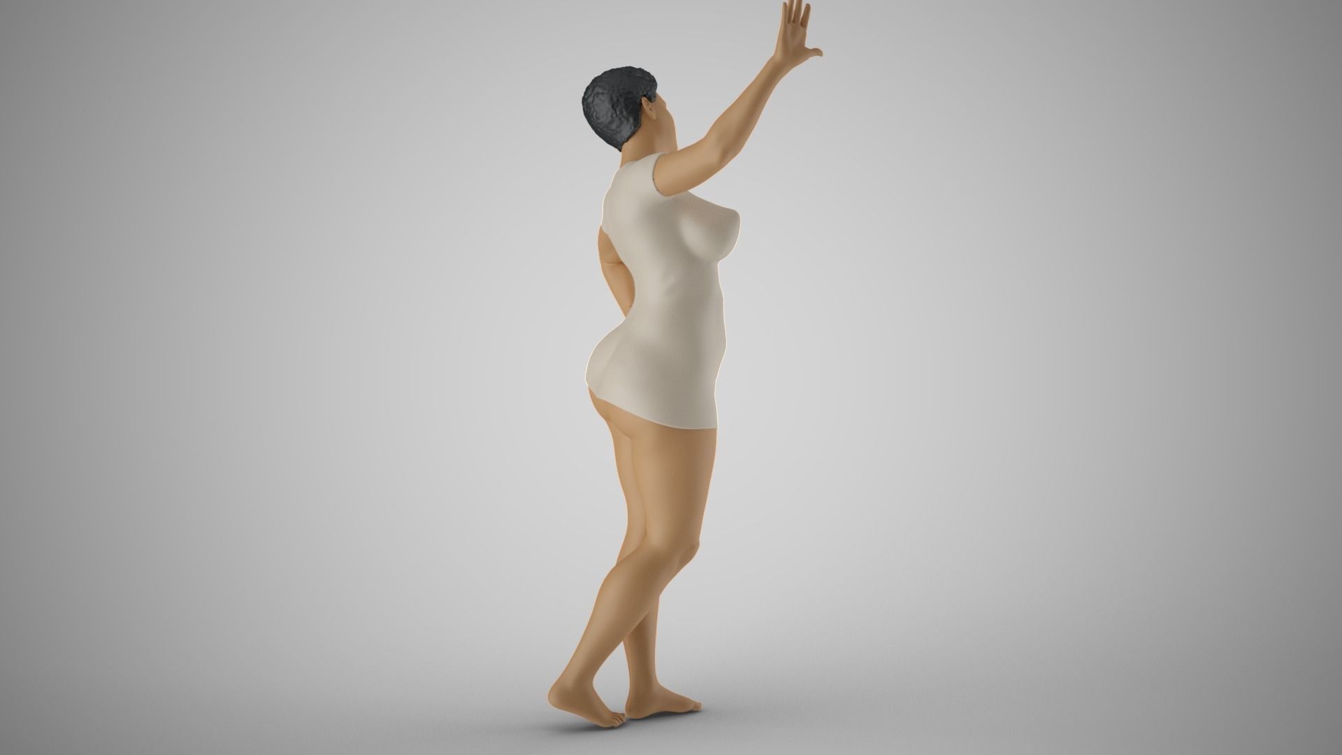 Combative Woman 3D print model_6