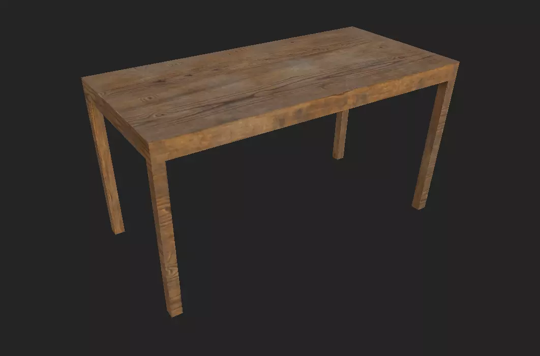 table wooden Low-poly 3D model_0