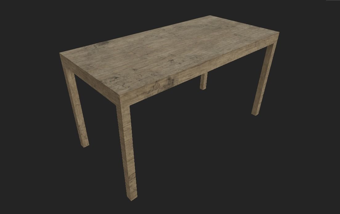 table wooden Low-poly 3D model_1