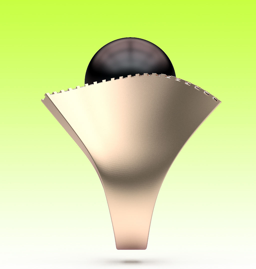 Ring Pearl and Wave 3D print model_7
