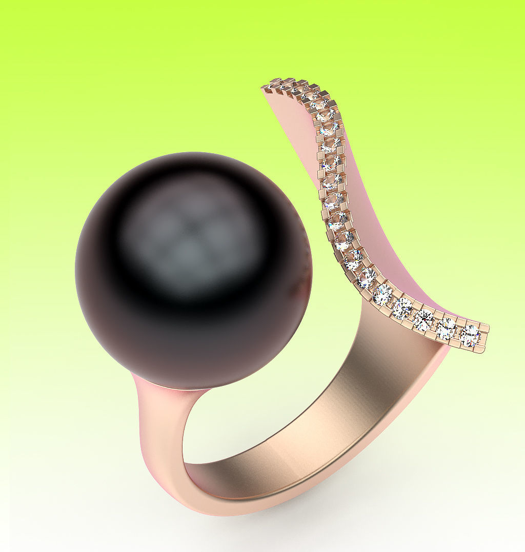 Ring Pearl and Wave 3D print model_3